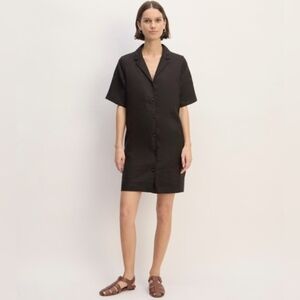 Everlane The Shirtdress Button Front in Black Linen Women's Size XS
